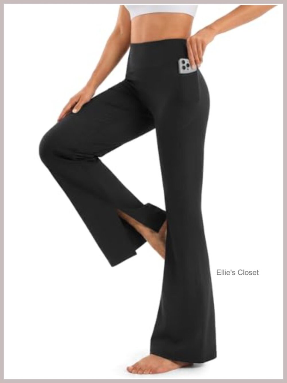 Flare Leggings with Pockets High Waist Seamless Bootcut Yoga Pants Split Hem